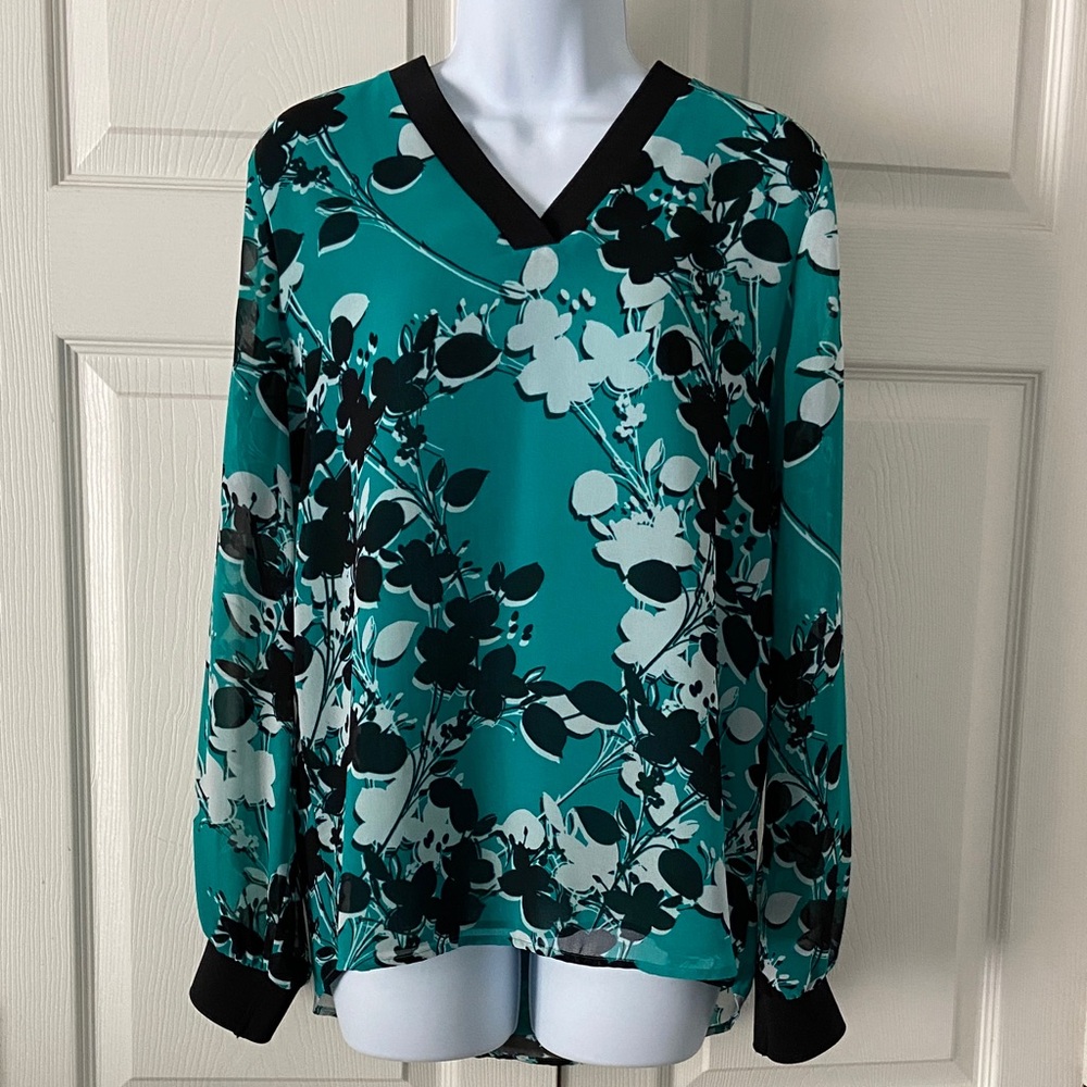 Calvin Klein Green Floral Blouse size Small